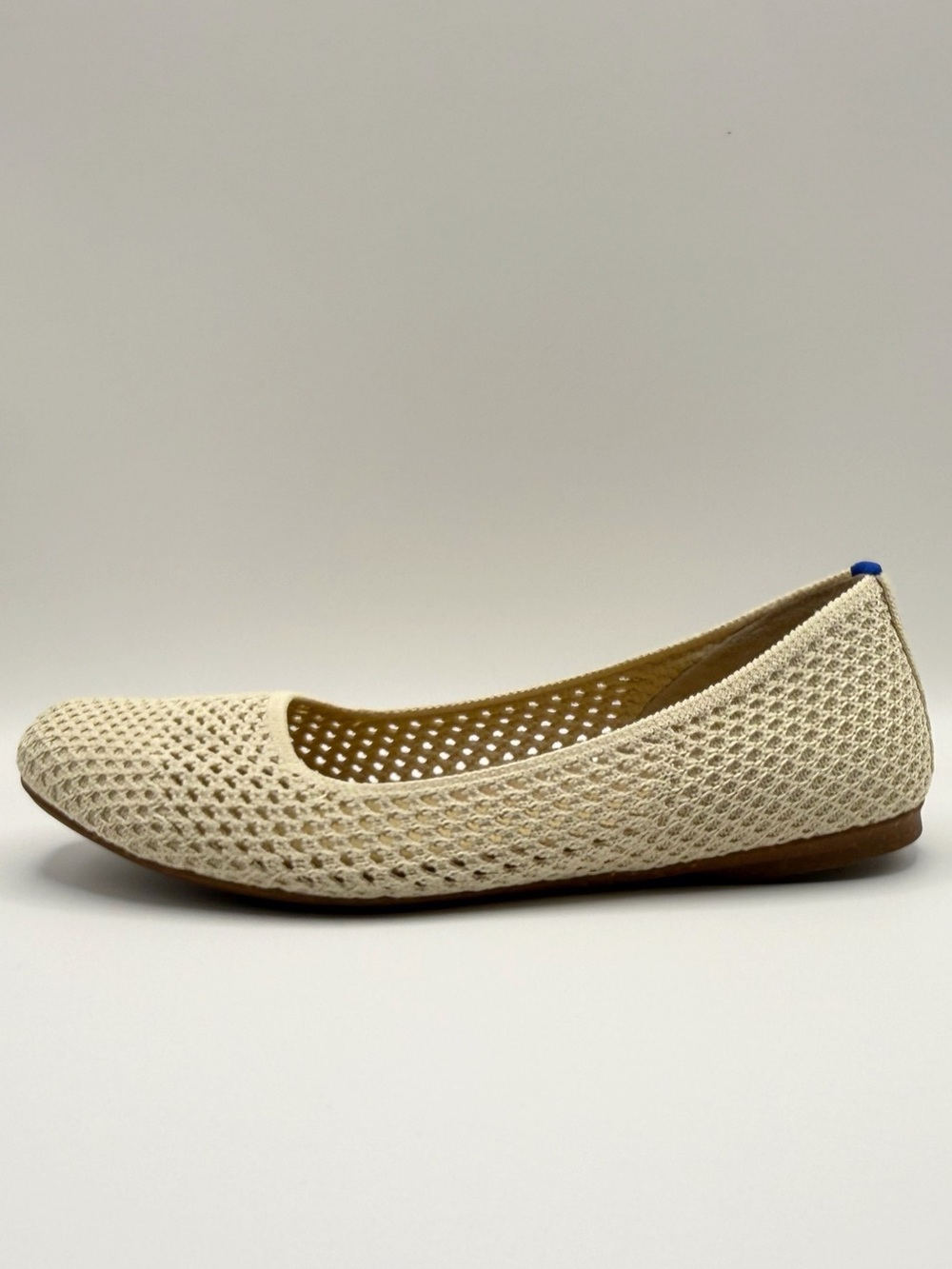 Rothy's The Max Square Off White Mesh Ballet Flats Ivory Perforated Knit Shoes 8 - Picture 5 of 14